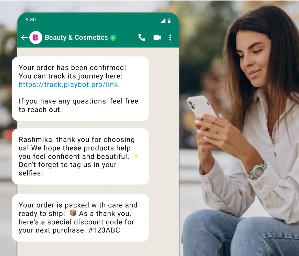 Convert high-intent shoppers on WhatsApp with Playbot Pro's personalized shopping, product showcases, automated checkout, and cart reminders.