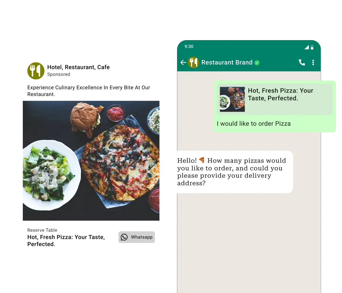 Convert clicks to customers with WhatsApp ads, QR codes, and chatbot support for restaurants.