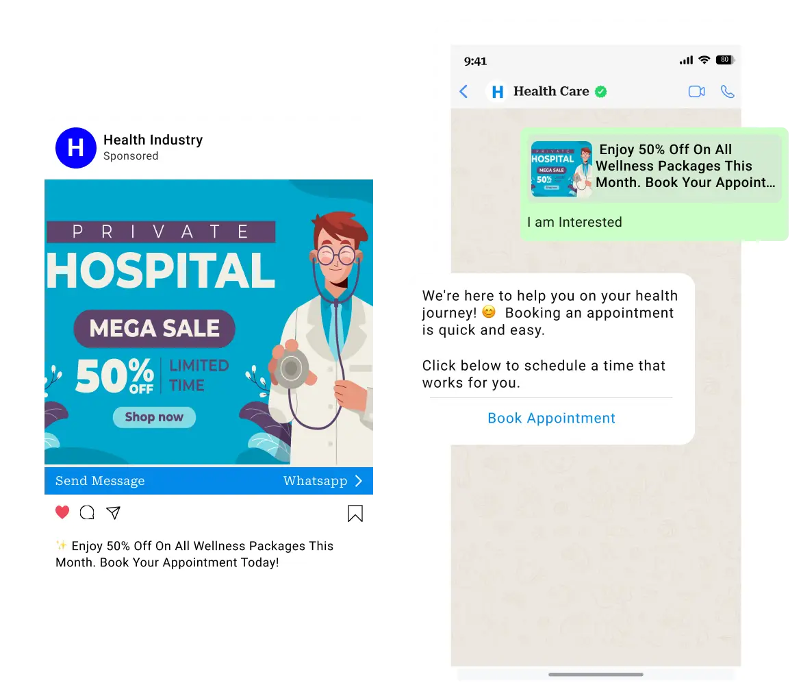 Connect instantly with clients on WhatsApp for health & wellness businesses.