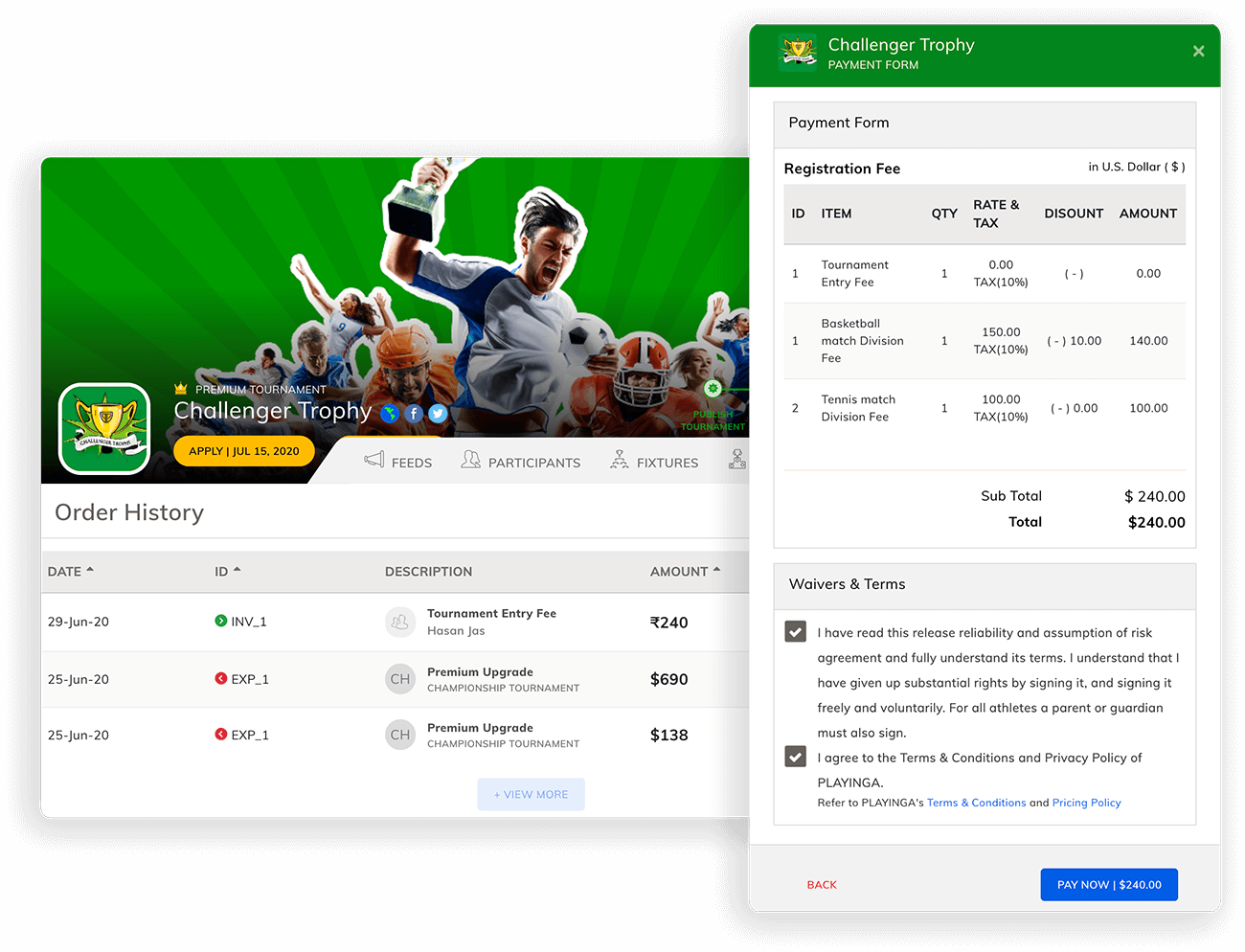 Collect Tournament Payments Online Collect Tournament Payments Online