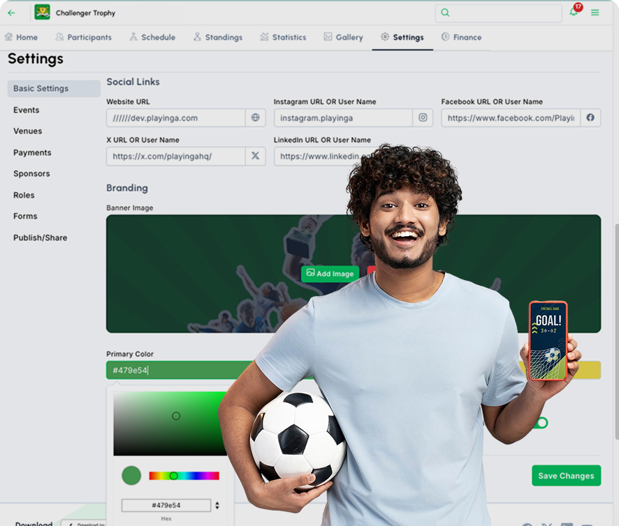 Customized Tournament Page