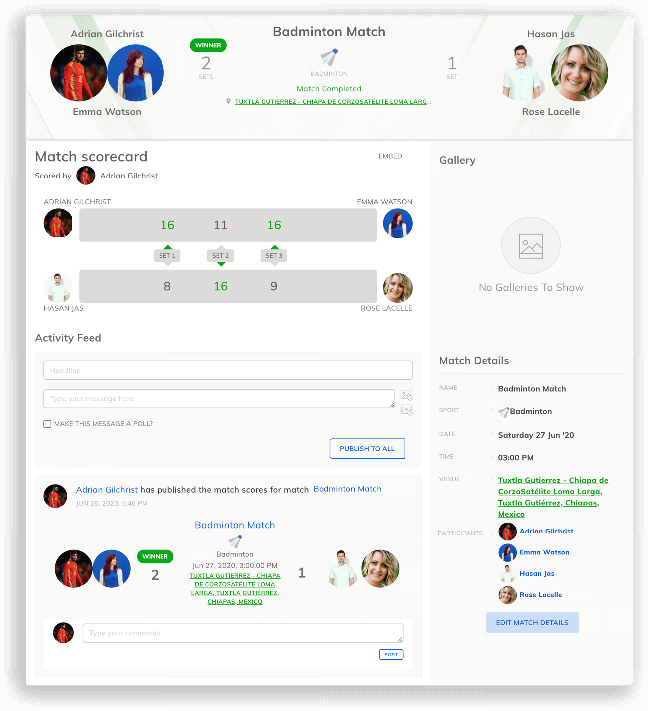 Badminton Scorecard