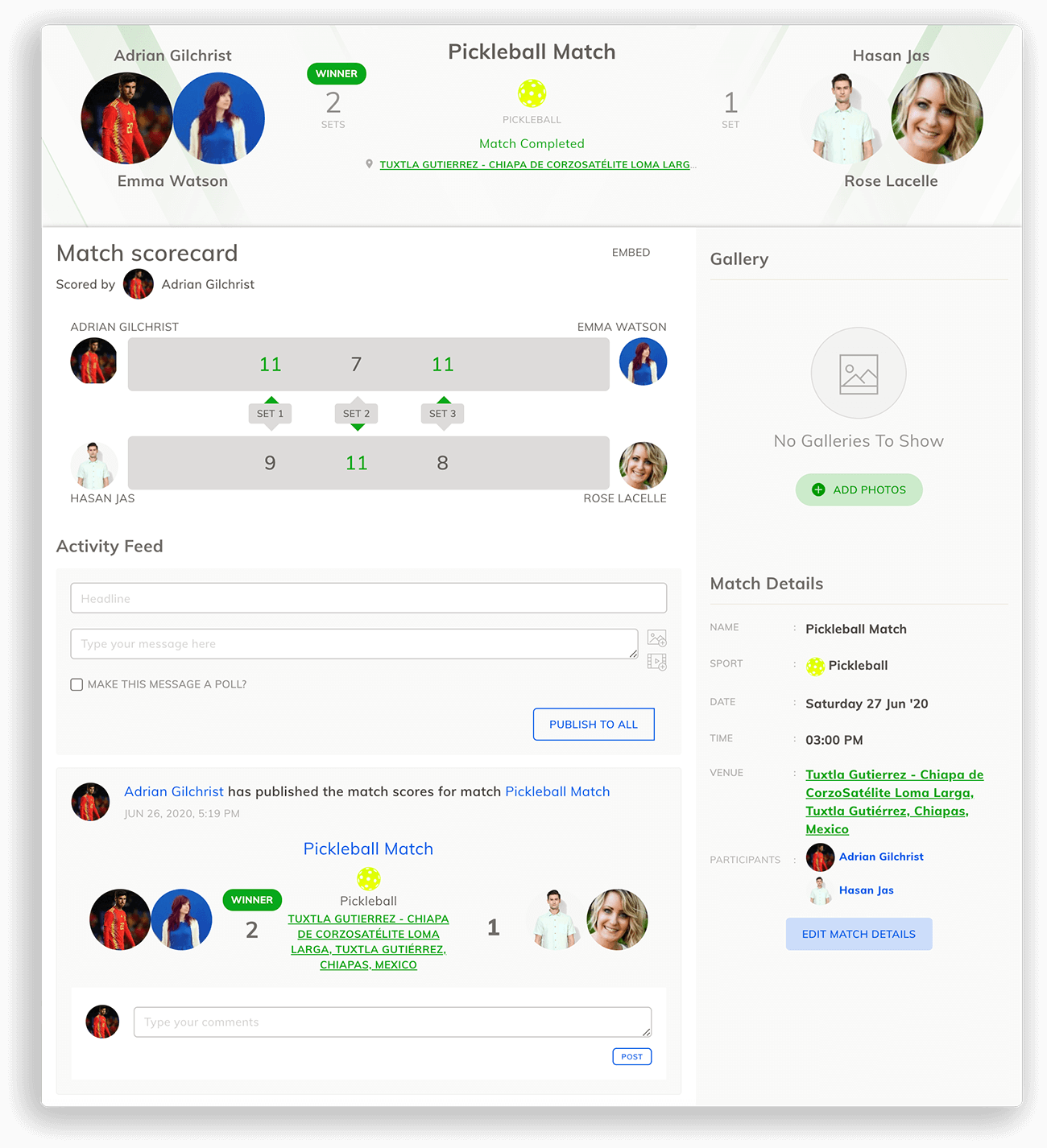 Pickleball Scorecard