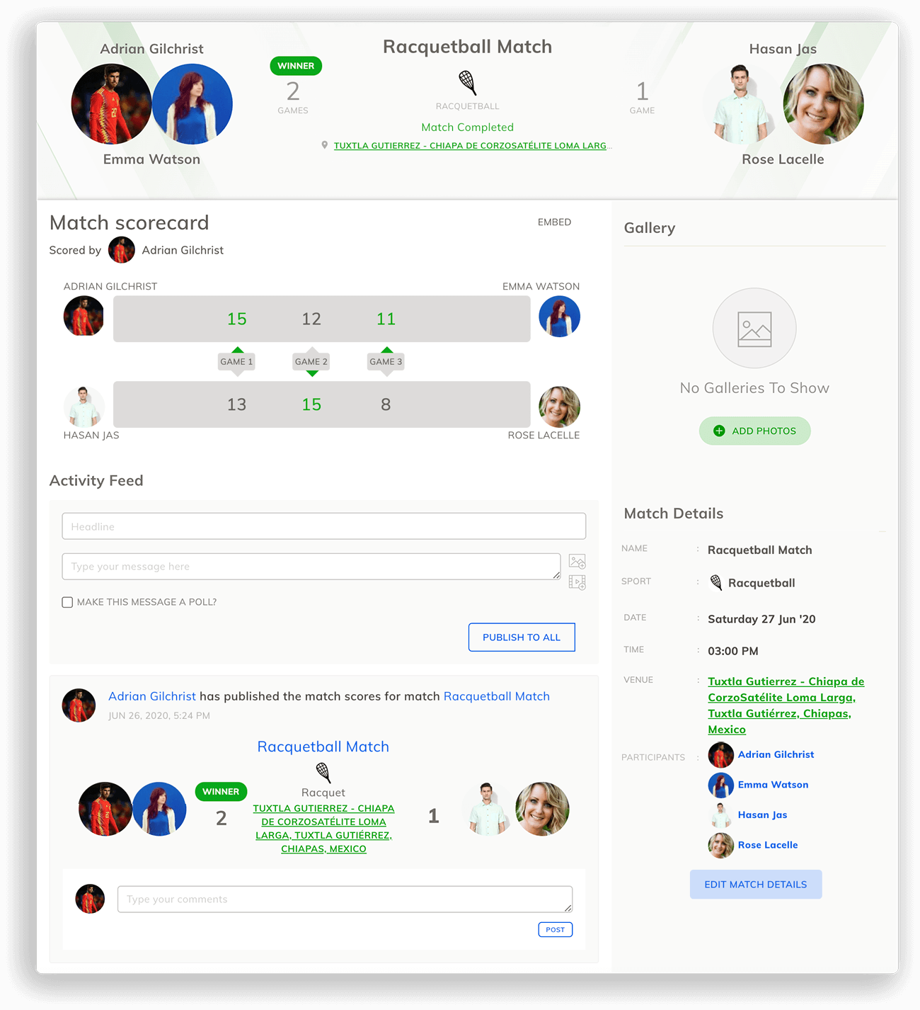 Racquetball Scorecard