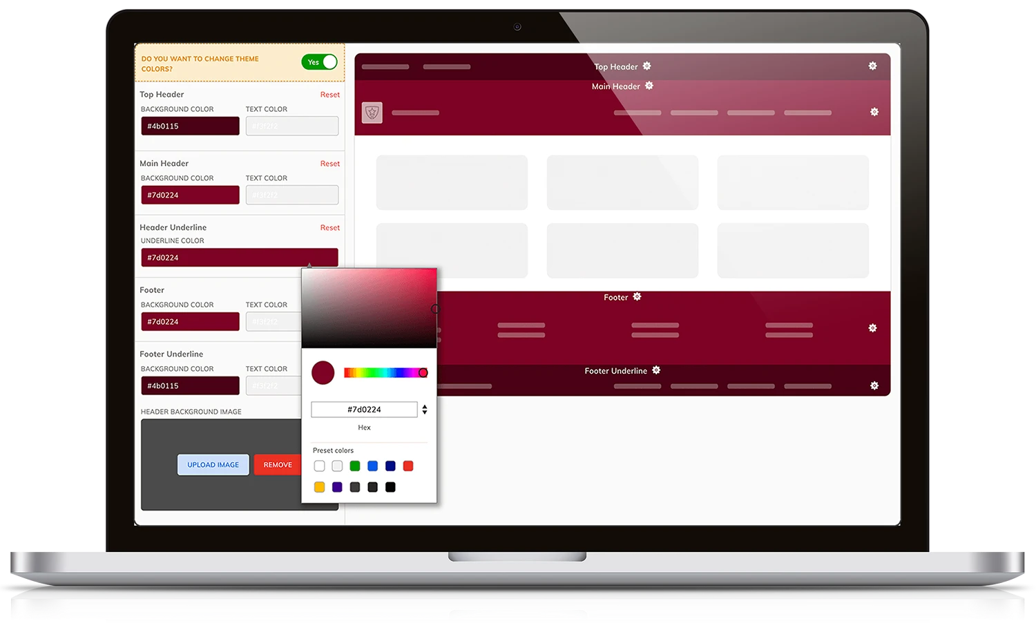 Branding & Theming mobile view