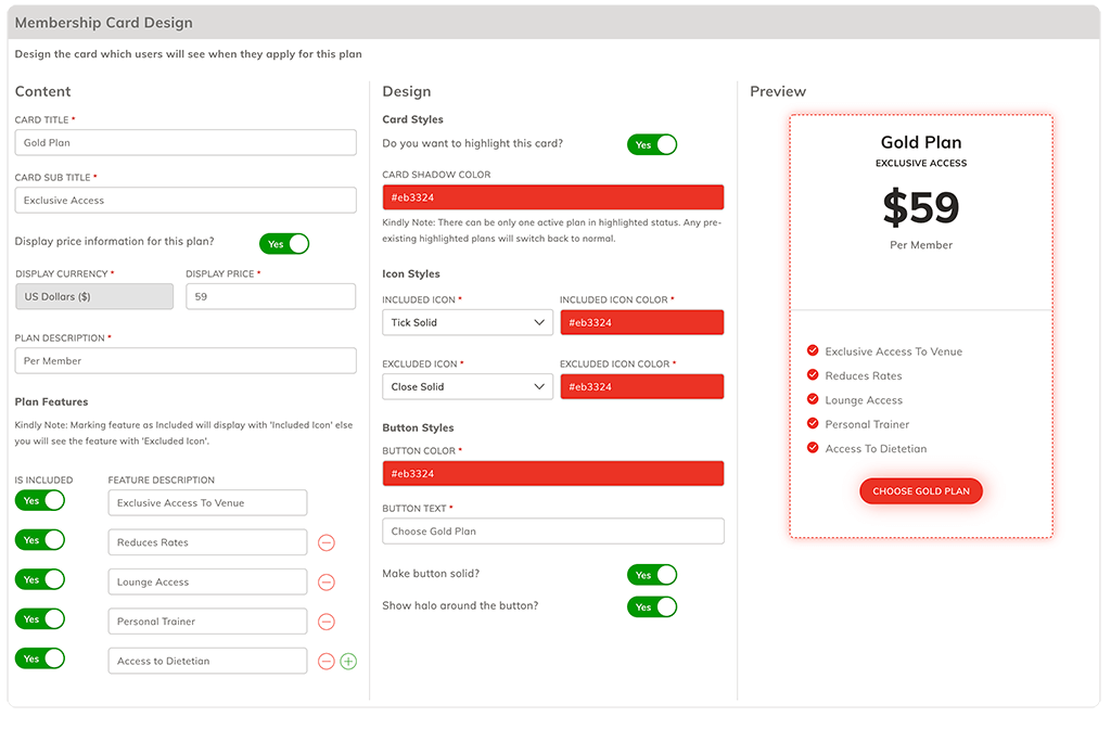 Club Membership Plans