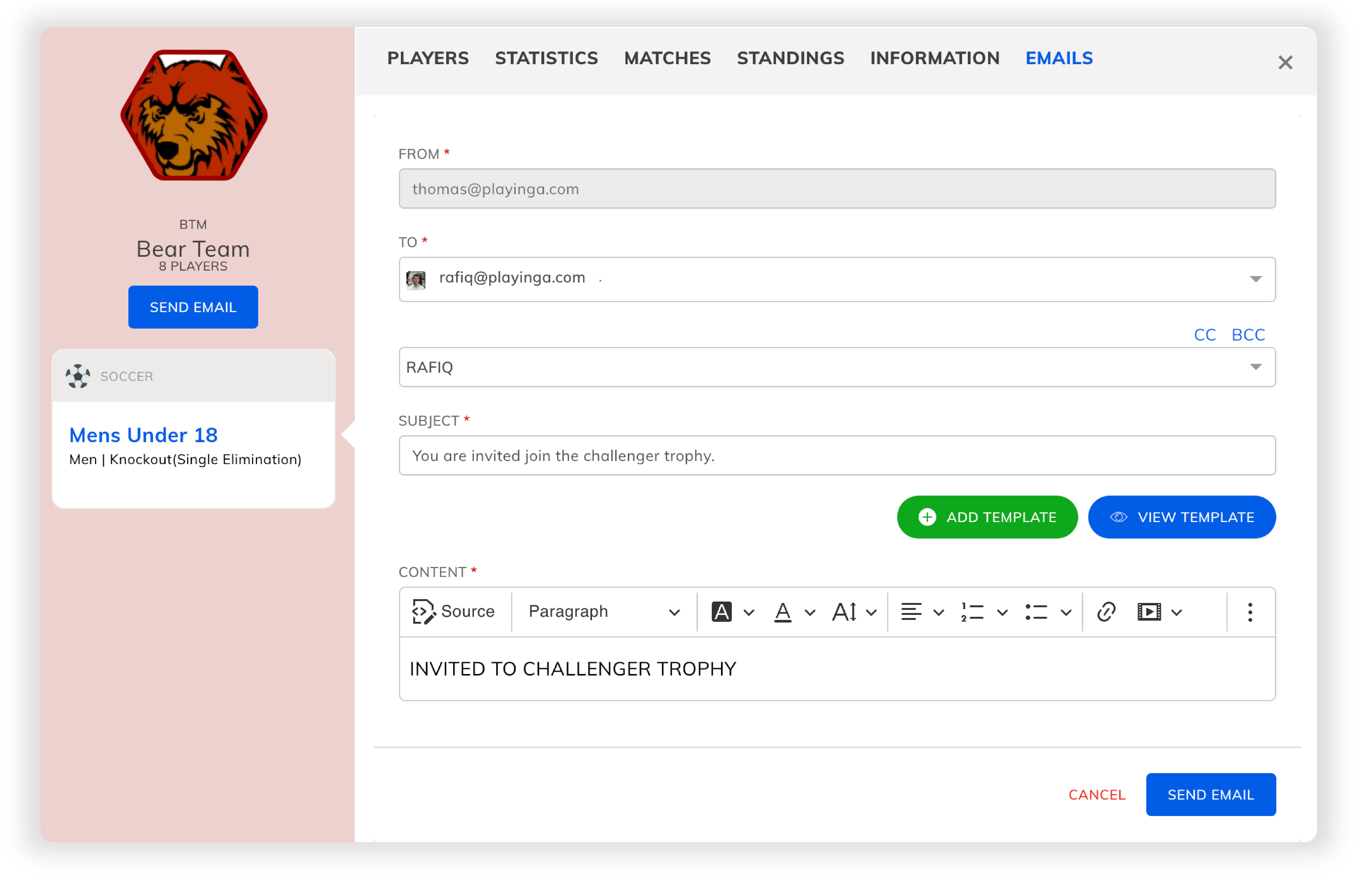 Tournament Standings