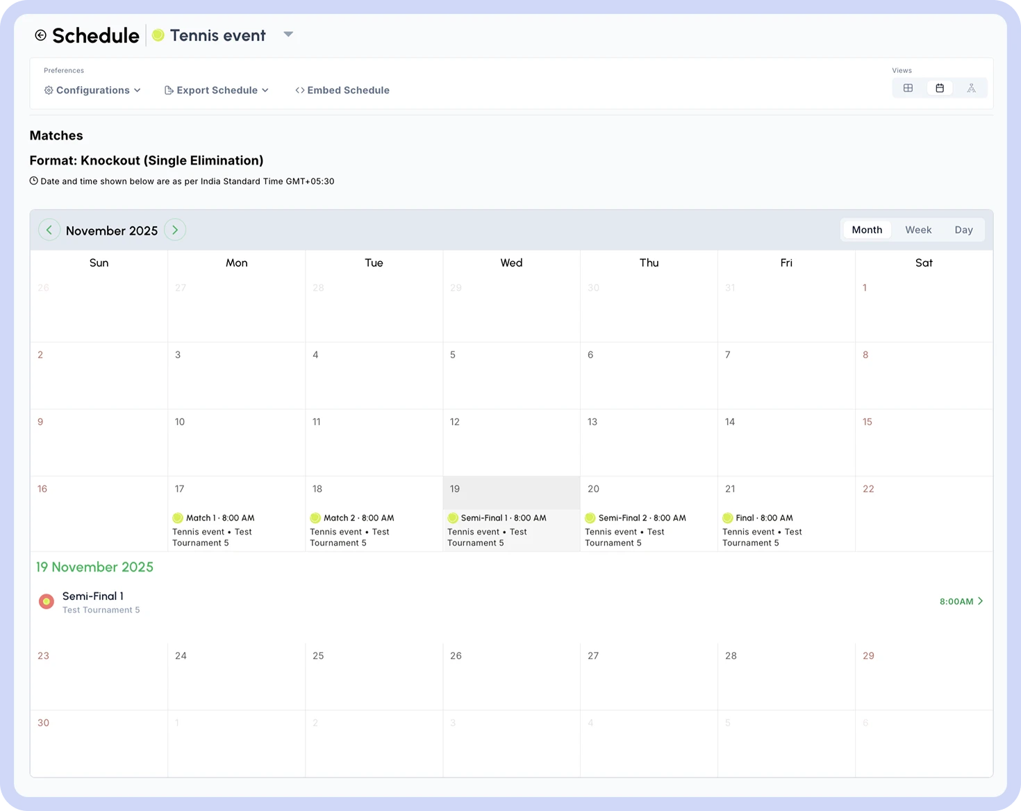 Comprehensive Tournament Scheduler