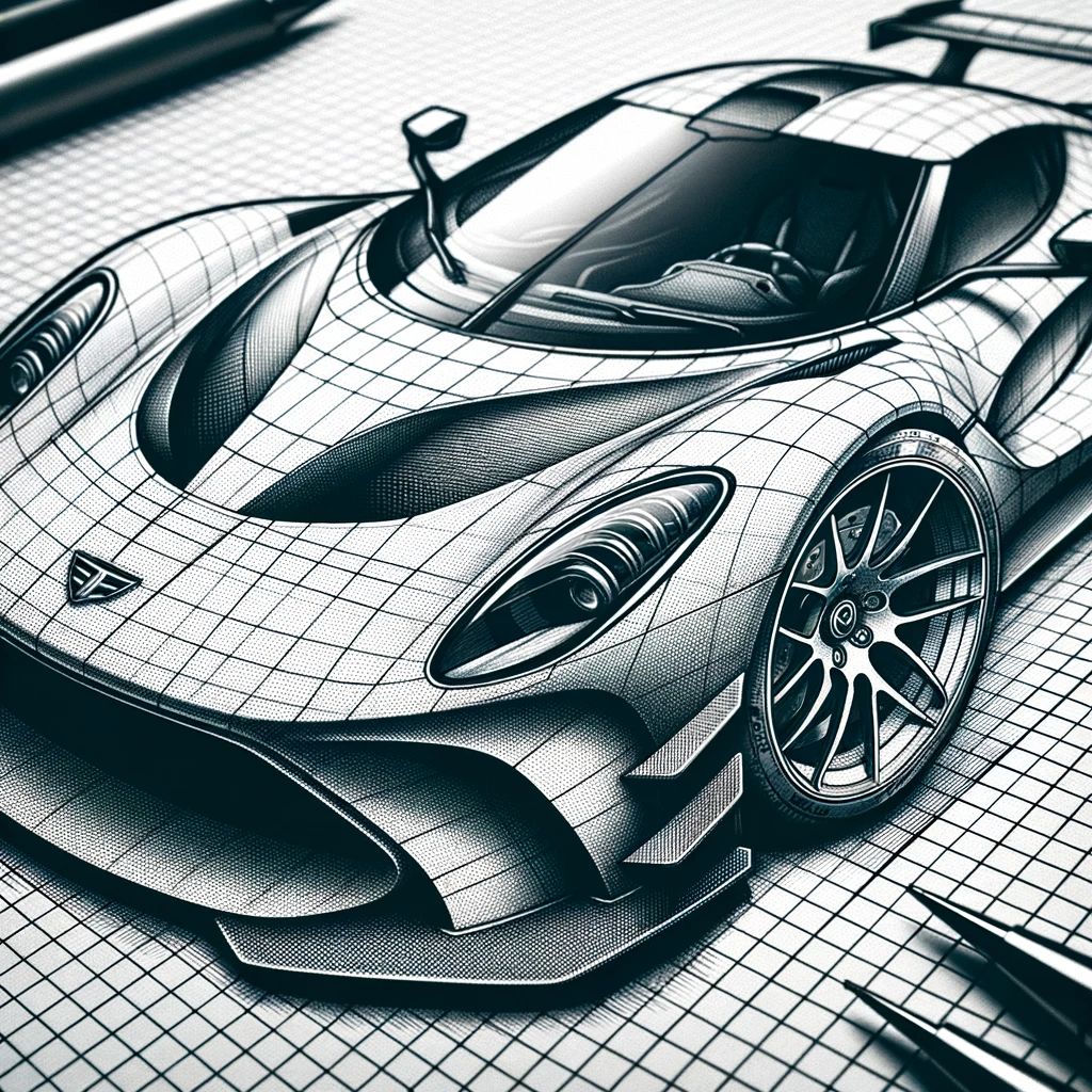 AI generated prototype sketch of luxury sports car