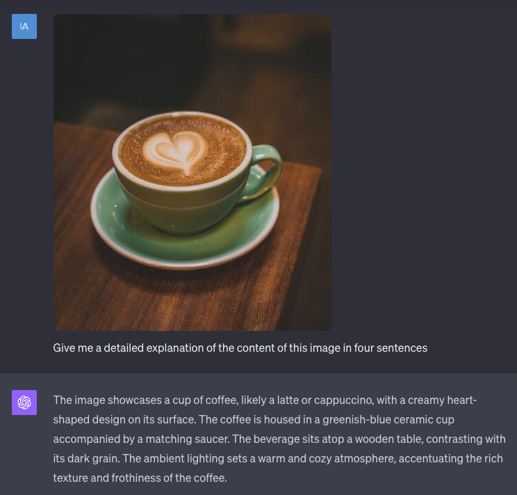 Screenshot of ChatGPT processing image of a coffee cup