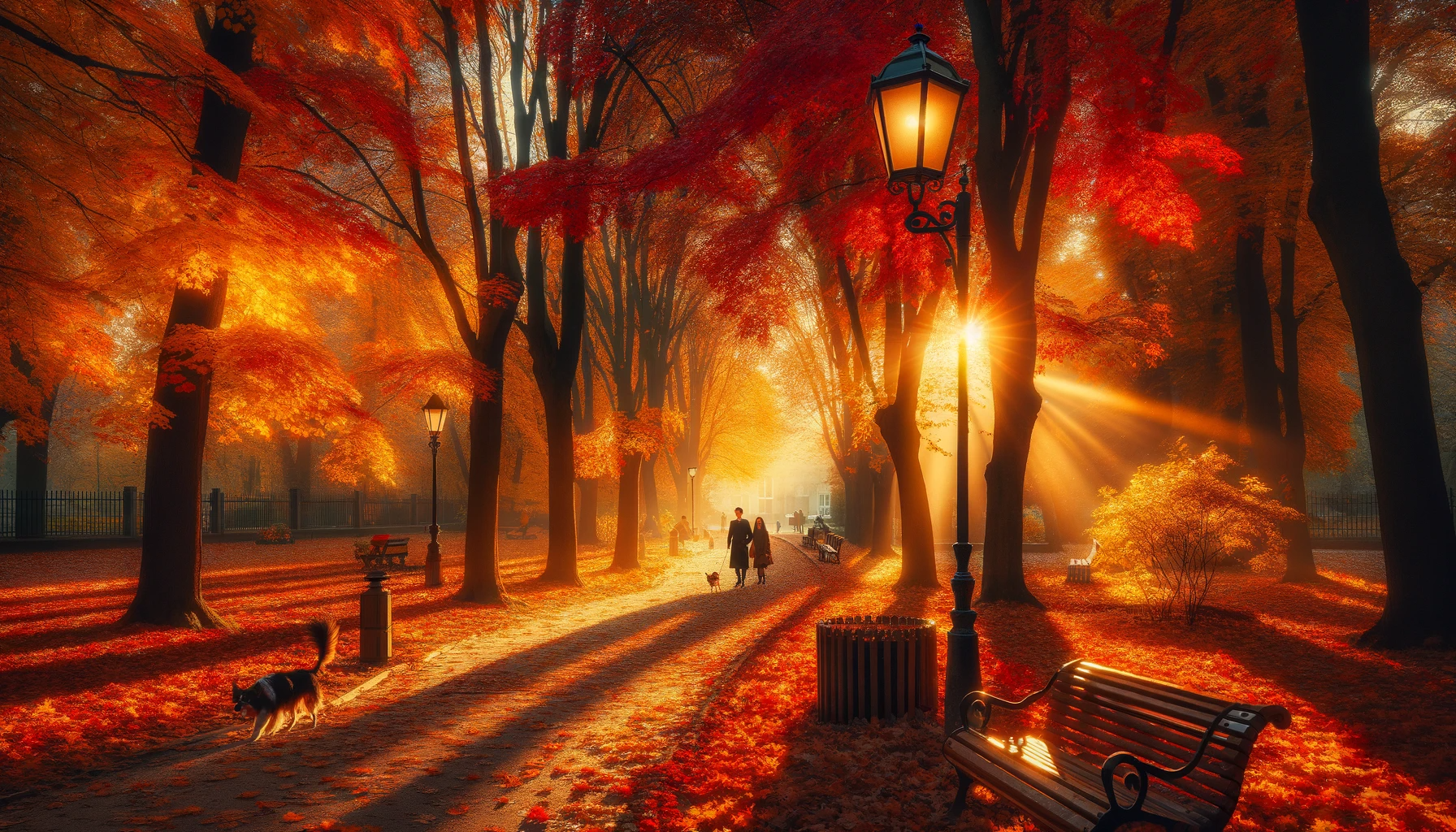 AI Art generated with a complex prompt - autumn in the park