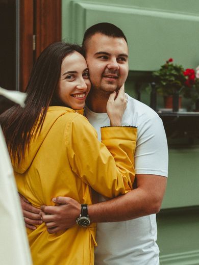couple, street, family