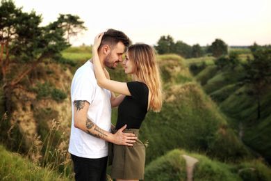 couple, nature, portrait, content, family
