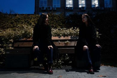portrait, content, street