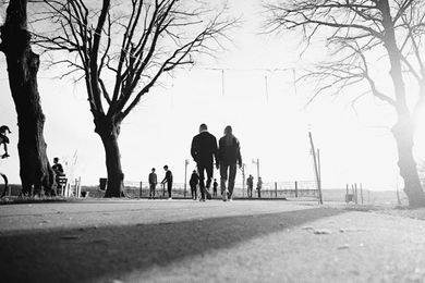 couple, blackandwhite, street