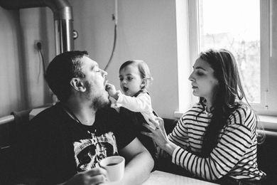 couple, blackandwhite, children, family