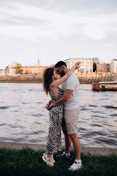 couple, street, family