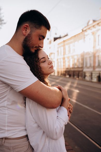 couple, street, family