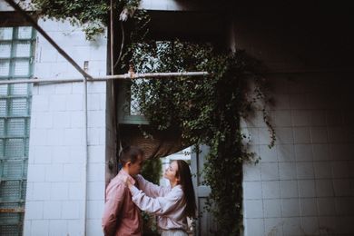 couple, street, family