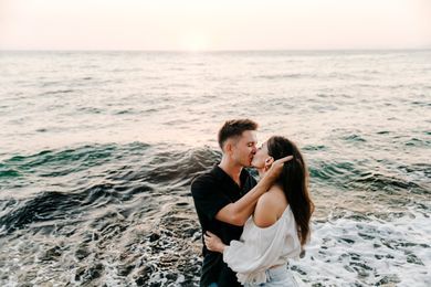couple, street, family