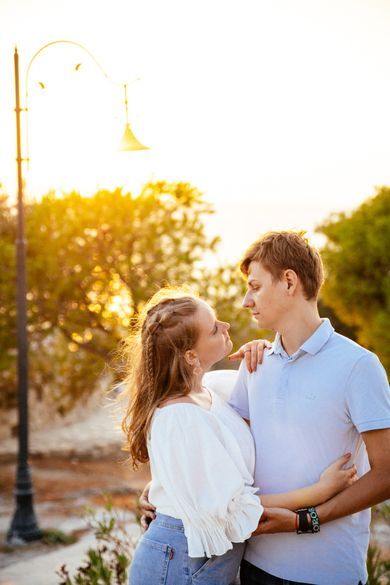 couple, street, family
