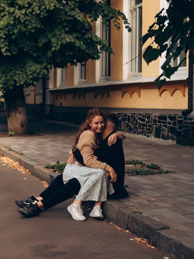 couple, street, portrait, family