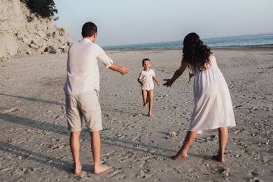 couple, maternity, street, family, content