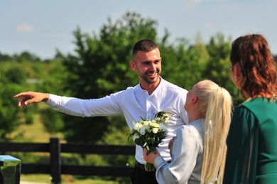 couple, wedding, family