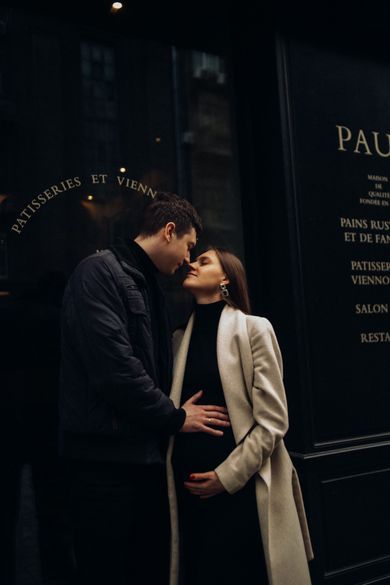 couple, street, maternity
