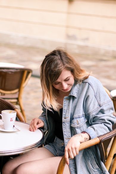 portrait, content, street
