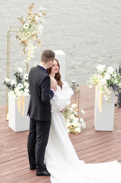 portrait, family, couple, wedding