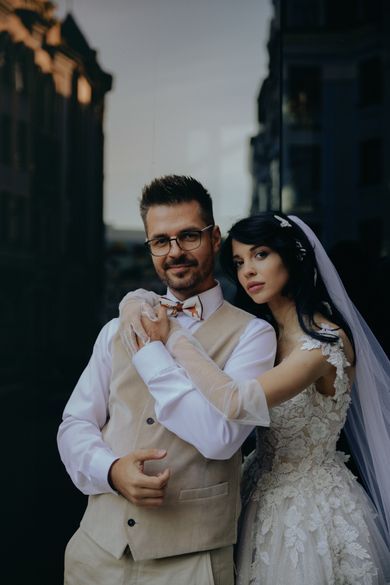 couple, wedding, family