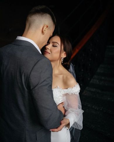 couple, wedding, portrait