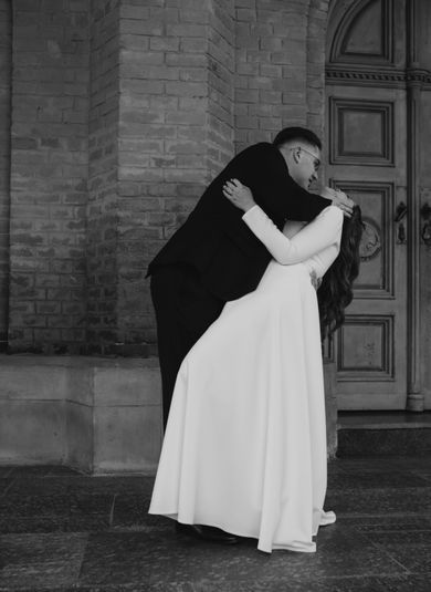 couple, blackandwhite, street, wedding