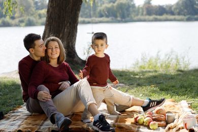 couple, children, family, content