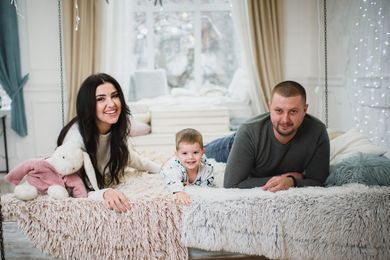 commercial, couple, children, family