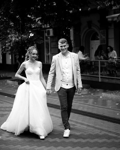 couple, blackandwhite, street, wedding
