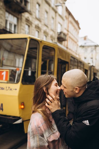 couple, street, content