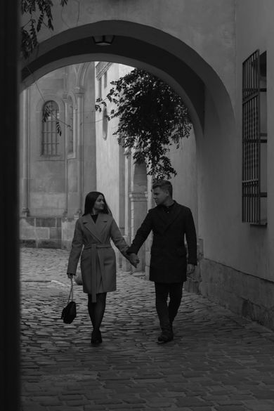 couple, blackandwhite, street