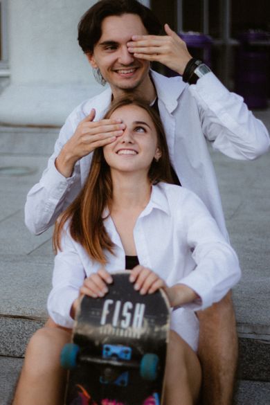 couple, commercial, content, street