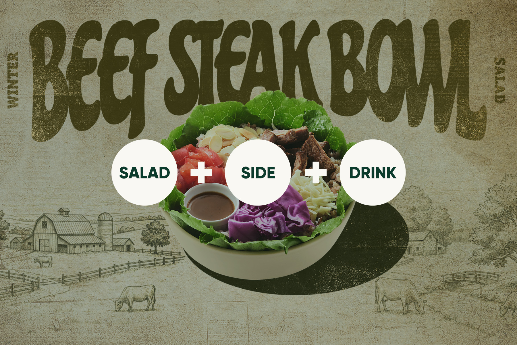 BEEF STEAK BOWL TRIO SET