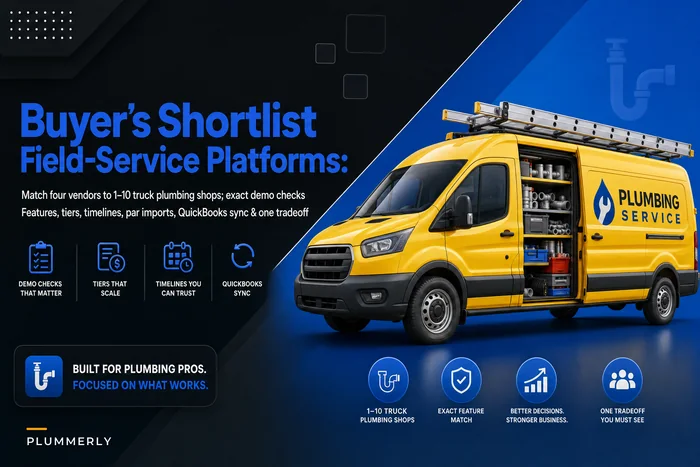Buyer's Shortlist: 4 Field‑Service Platforms for 1–10 Truck Plumbing Fleets (features, tiers, timelines, one tradeoff each)