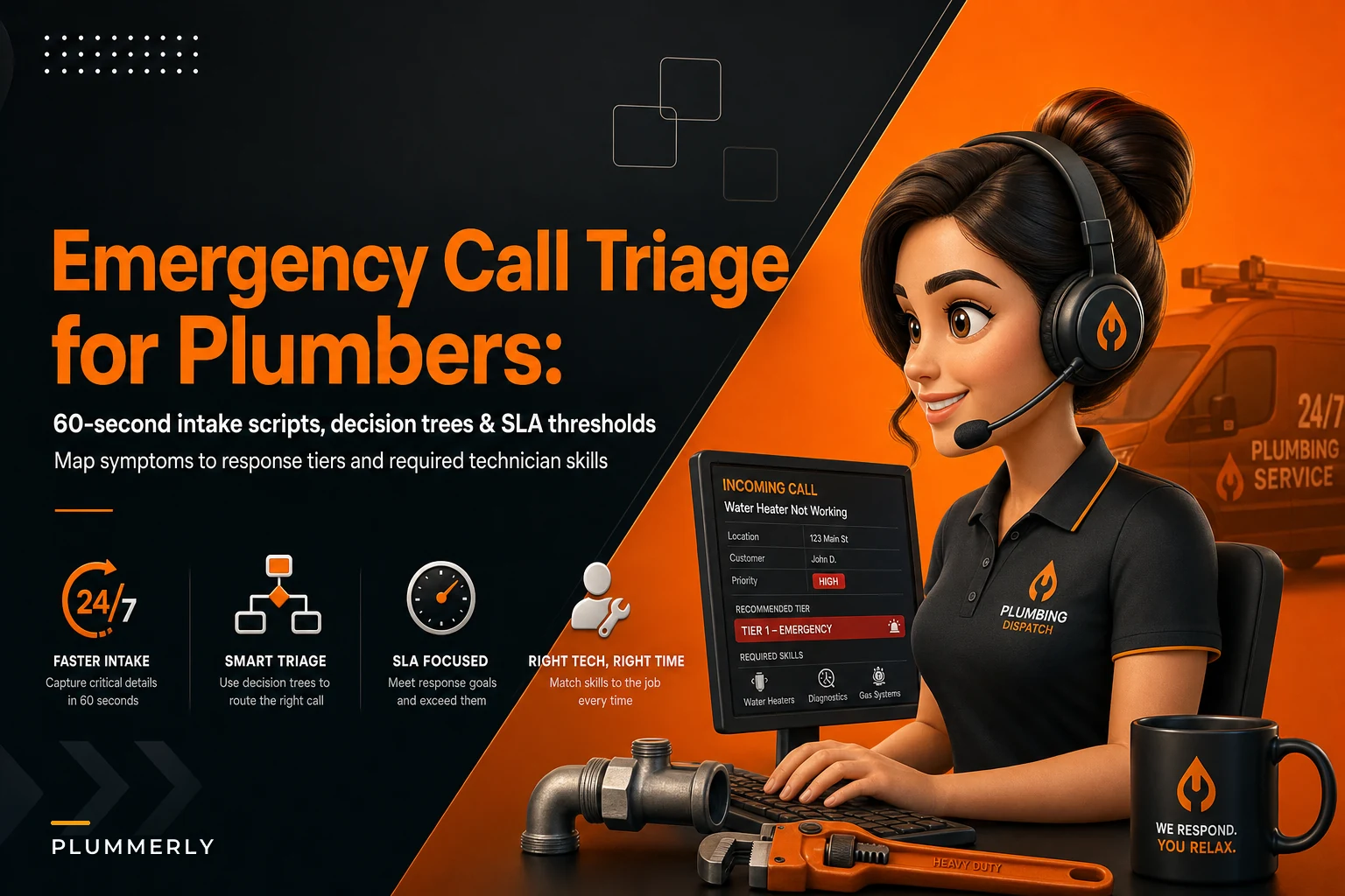 Emergency Call Triage for Plumbers: 60‑Second Intake Scripts, Response Tiers & Dispatch Rules