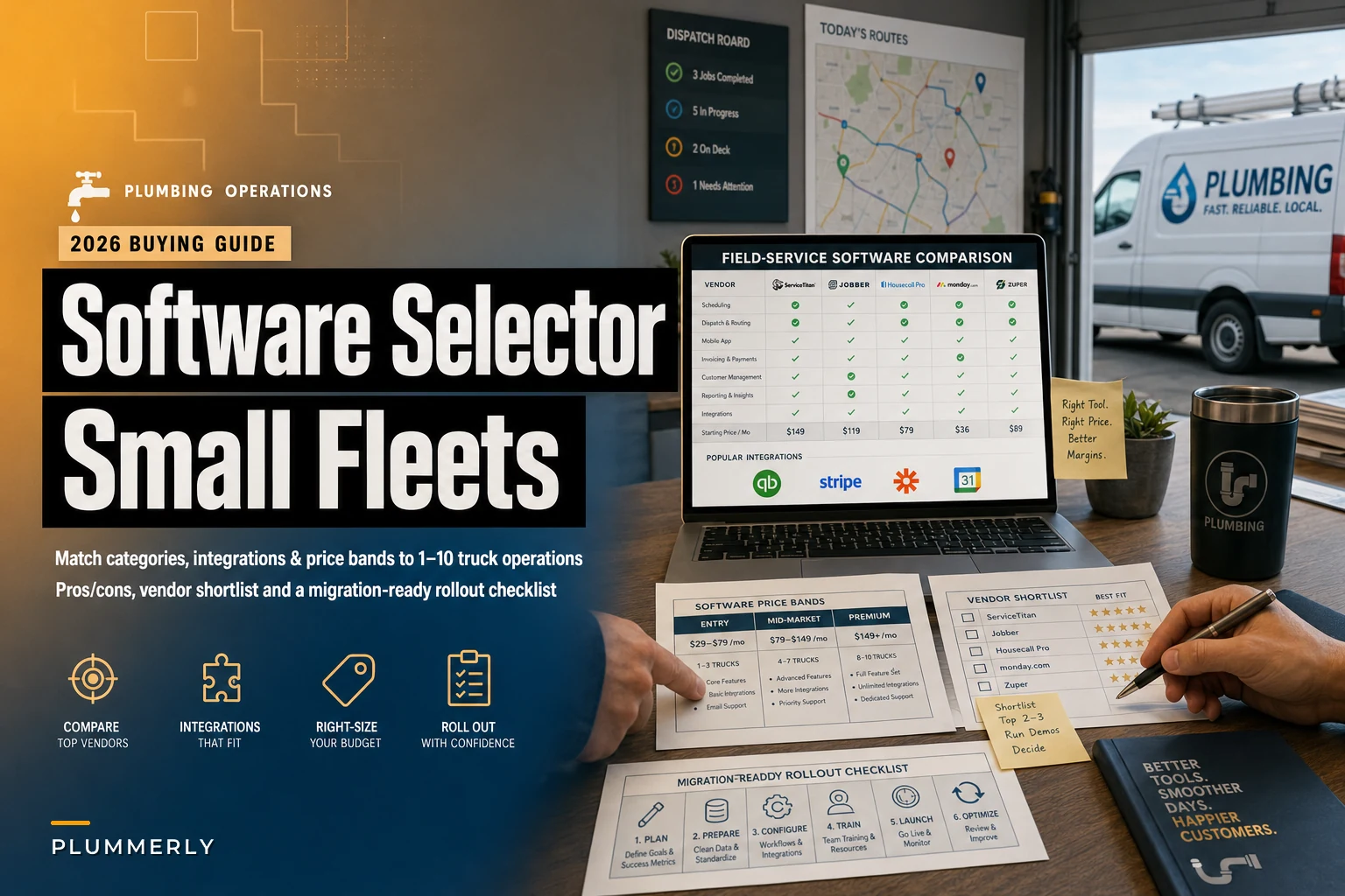 Field-Service Software Buying Guide for Small Plumbing Fleets (1–10 Trucks): Categories, Costs, Integrations, and How to Choose