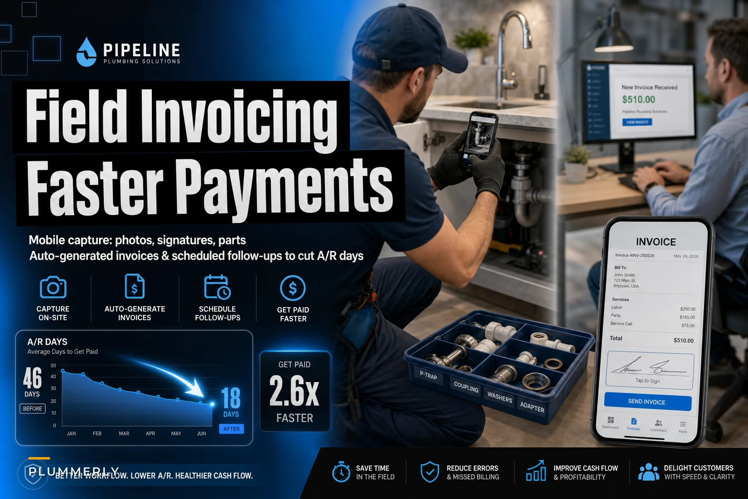 Field‑to‑Office Invoicing Workflow for Plumbers to Cut A/R Days: Mobile Capture, Templates & Automation