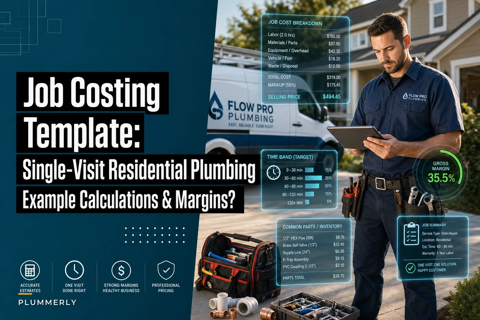 Job Costing Template for Single‑Visit Residential Plumbing: Example Calculations & Margin Rules