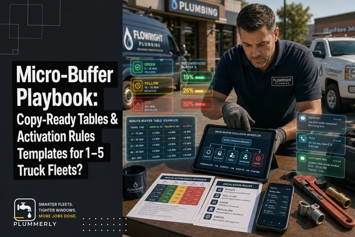 Micro‑Buffer Playbook: Copy‑Ready Tables, Activation Rules & Templates for 1–5 Truck Plumbing Fleets
