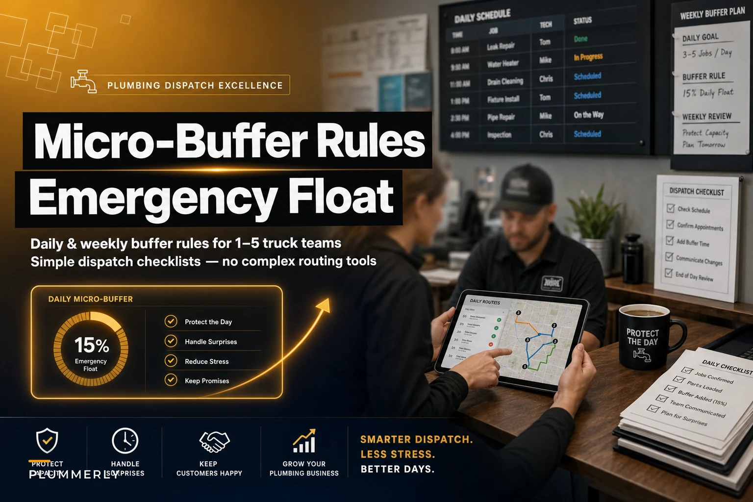Micro‑Buffer Rules for Very Small Fleets: Daily & Weekly Emergency Float for 1–5 Truck Plumbing Operations