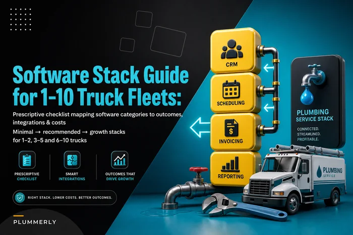 Software Stack Guide for 1–10‑Truck Plumbing Businesses: Which Systems to Centralize Scheduling, Dispatch, CRM & Billing
