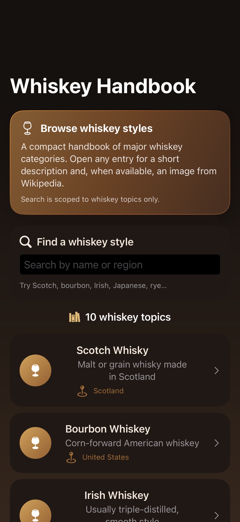 Screenshot 1 of Whiskey Handbook